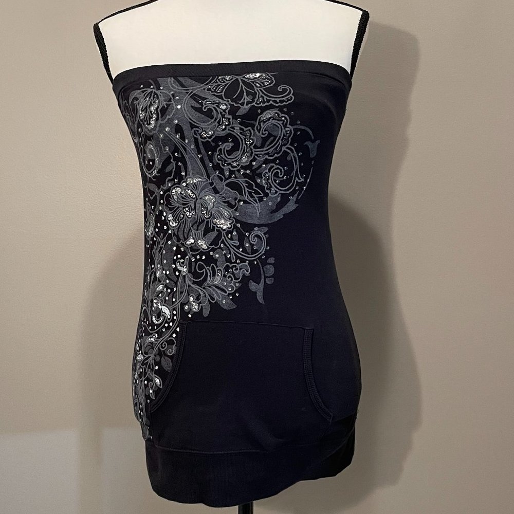 Sugar Tart Womens Glitter Embellished w/ Front Pockets Top sz M - Picture 1 of 5